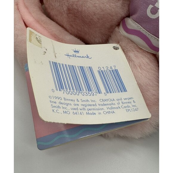 1990 Hallmark Crayola Bunny Company Candy Cotton Tail Pink Rabbit 12" Plush - Picture 7 of 11
